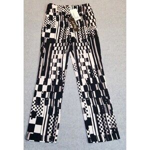 Joseph Ribkoff Womens Black White Abstract Stretch Trousers Crop Pants Sz 4 NWT